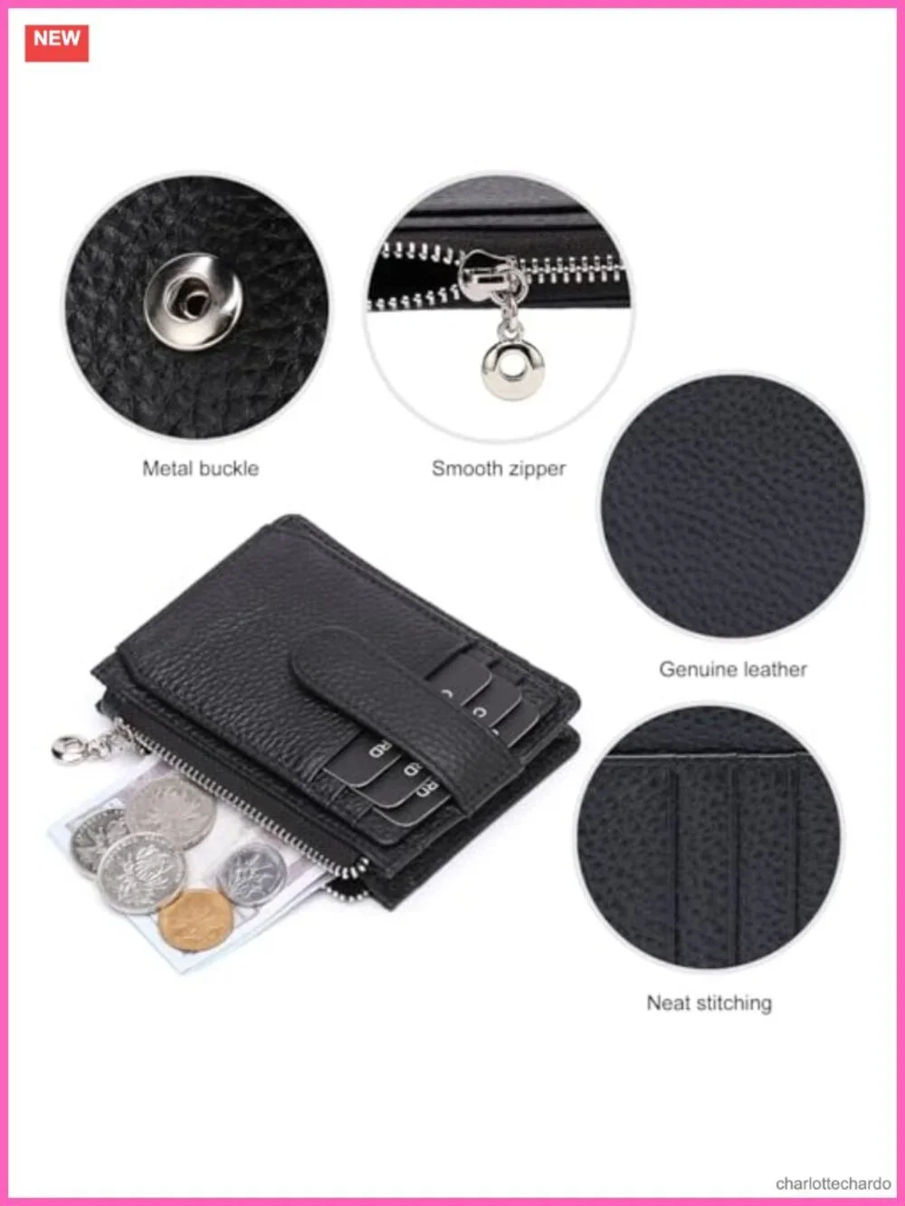 Genuine Leather Slim Wallet RFID Blocking Card Holder Women Small Minimalist